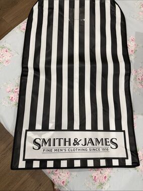 Smith & James Black and White Striped Garment Bag